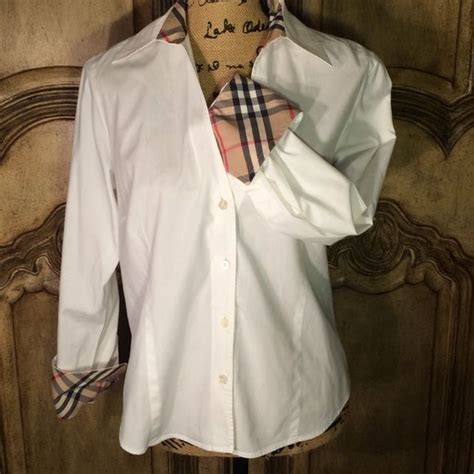 womens white burberry shirt|burberry white shirt sale.